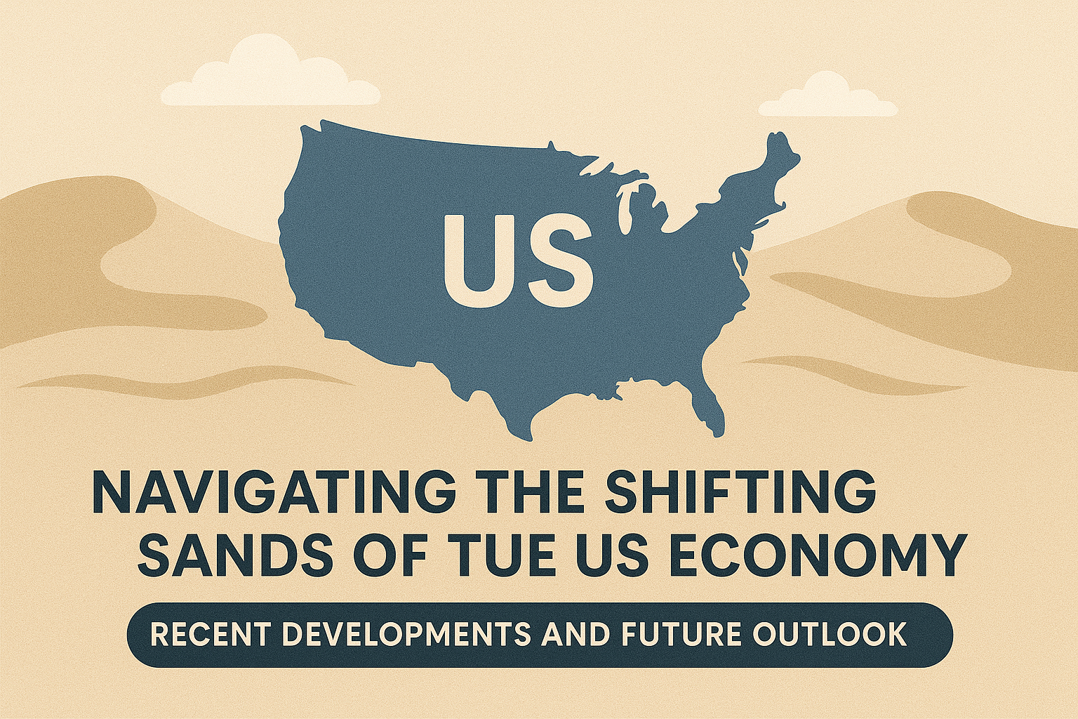 Illustration of a US map in front of desert sand dunes symbolizing economic uncertainty and change.